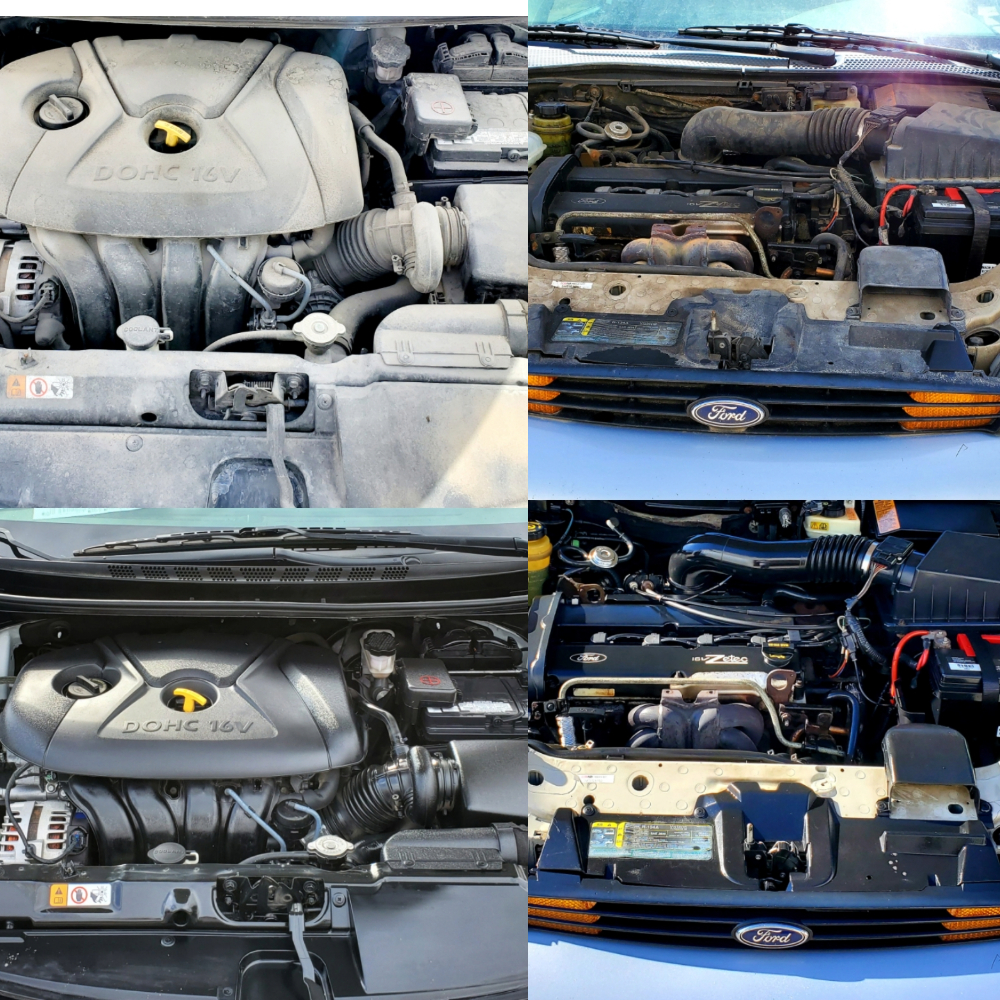 Engine bay before/after